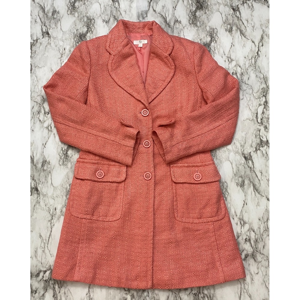 Apt 9 Womens Jacket Coat Size 6‎ Salmon Pink Pockets Lined Long Sleeve